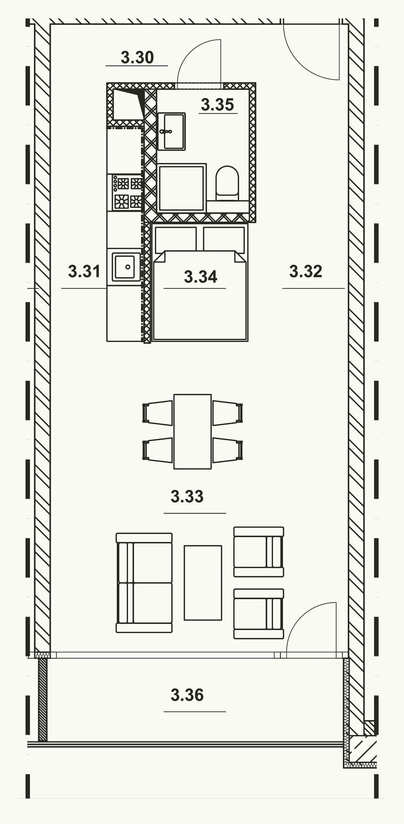 Floor plan of apartment 11 – 1+kk, 46.70 m², 2nd floor