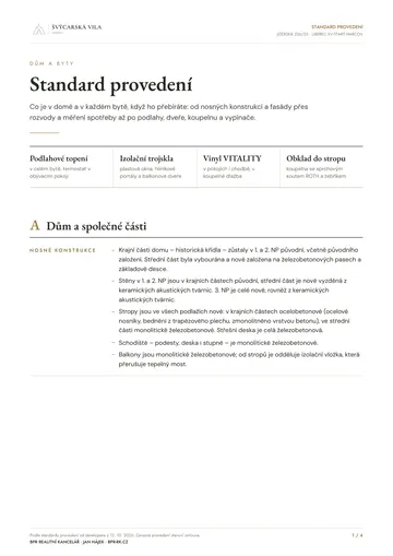 Standard provedení – první strana