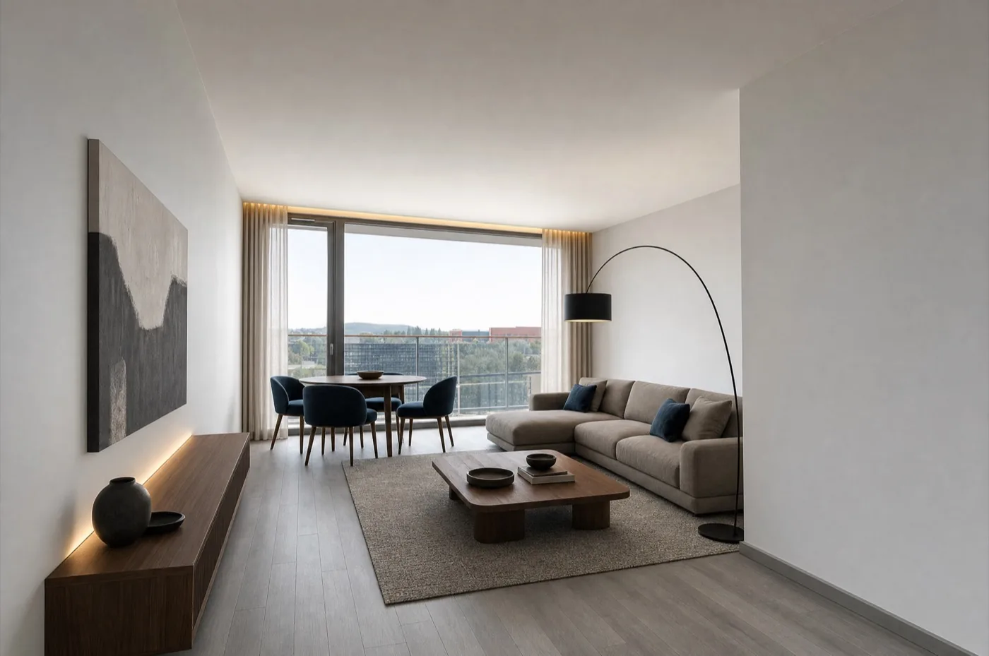 Apartment 11 – living area towards the glazing
