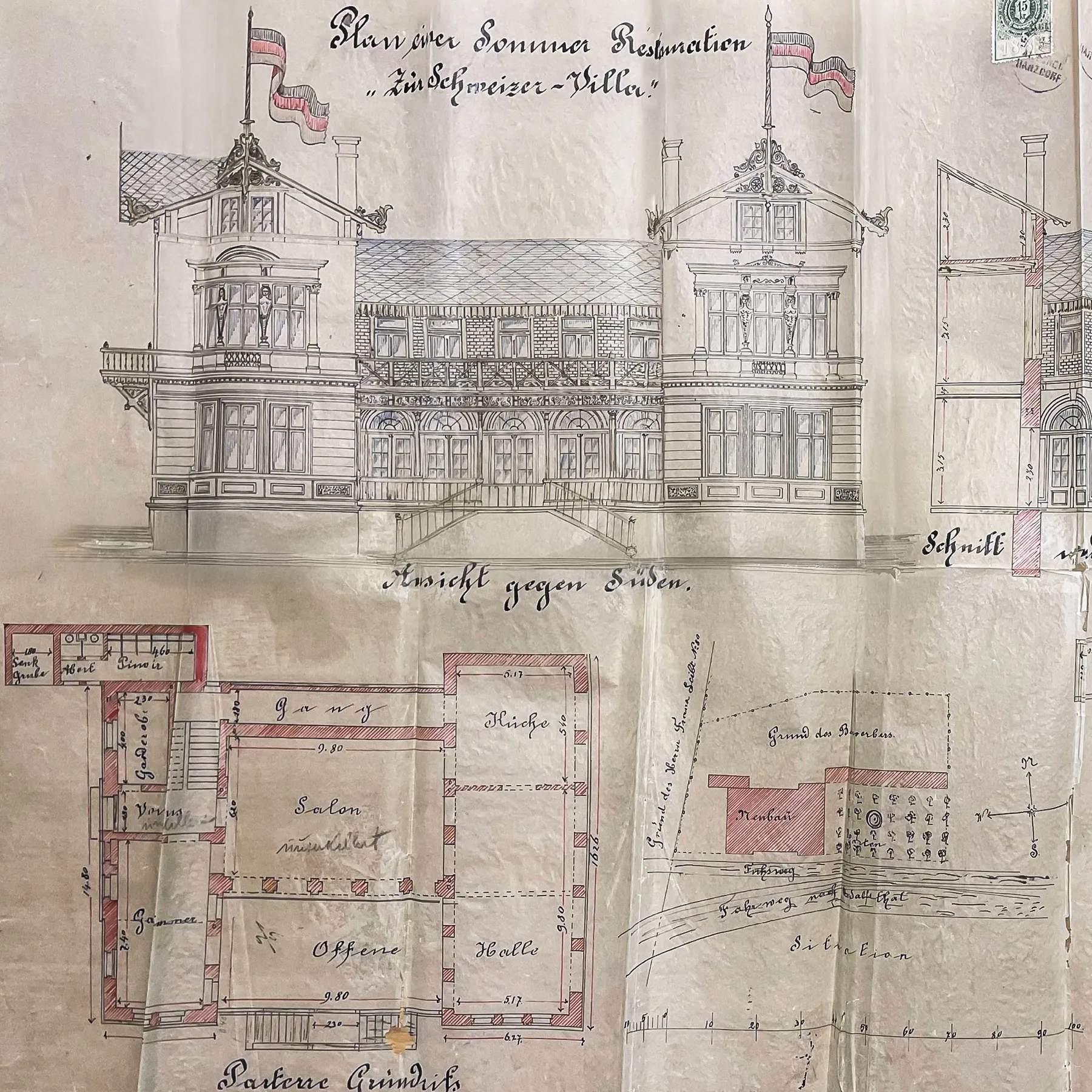 Původní stavební výkres vily z roku 1887